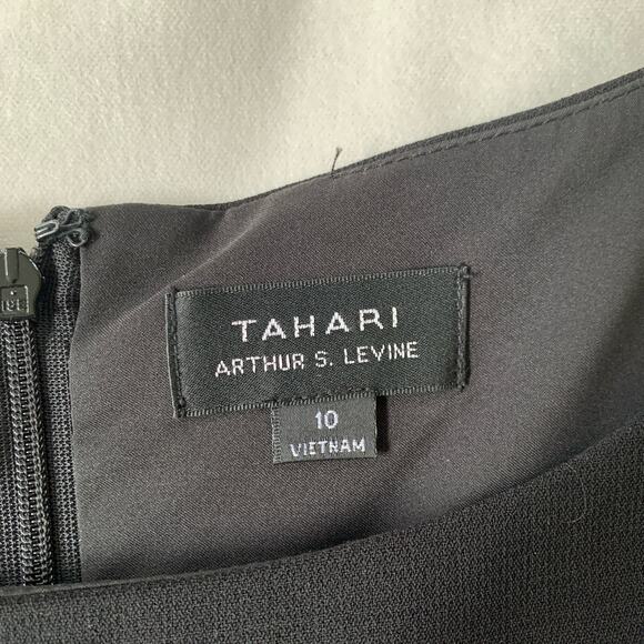 Tahari ASL sleeveless sheath midi dress black crepe fully lined back zip size 10 - Picture 4 of 8